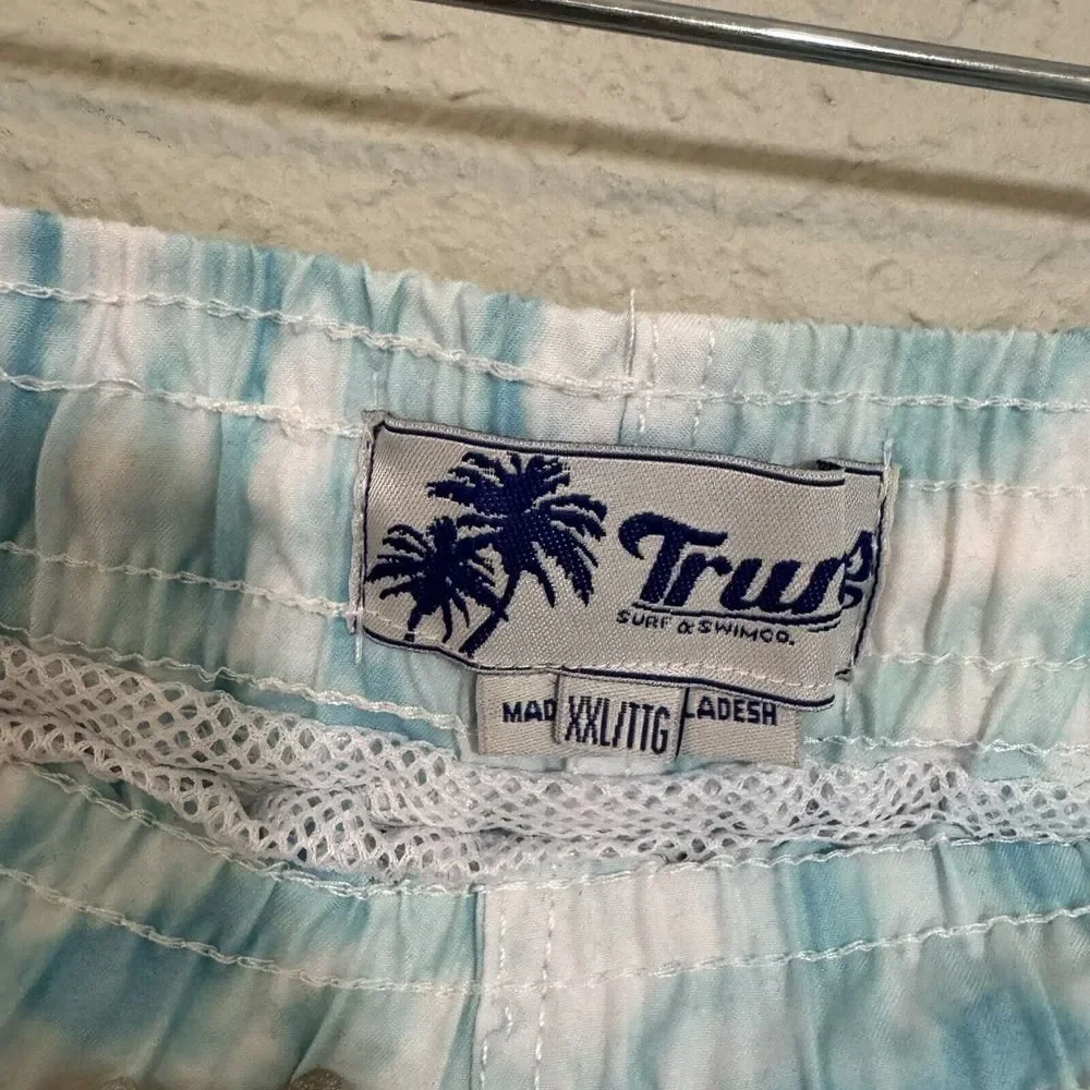 Trunks Co. Sunray Tie-Dye Sano Swim Shorts‎ in Blue & White Mens Size 2XL / XXL